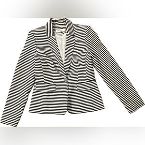 Calvin Klein Blazer Jacket Black and White with Silver Button Striped Size 4